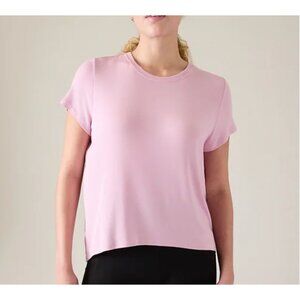 New Athleta L With Ease Rib Tee Begonia Pink Large Modal T-Shirt
